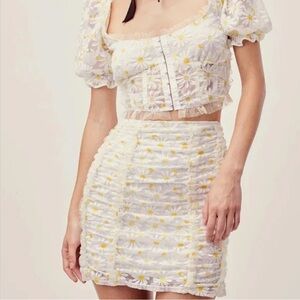NWT For Love & Lemons Brulee Daisy Top and Mini Skirt Set (M)